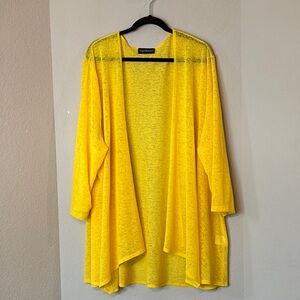 Travel Elements Open Front Kimono Cardigan Duster Textured Yellow